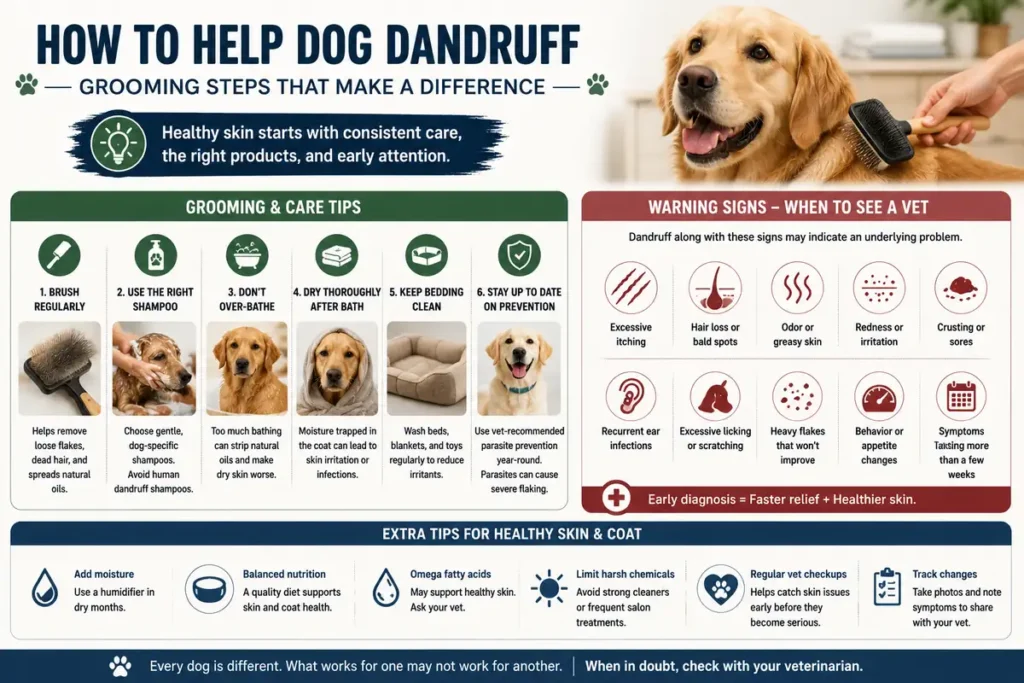 Grooming and skin care tips for a dog with dandruff