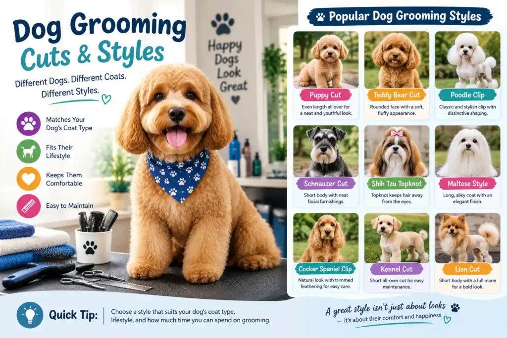Dog grooming cuts and styles guide for different coat types and lifestyles