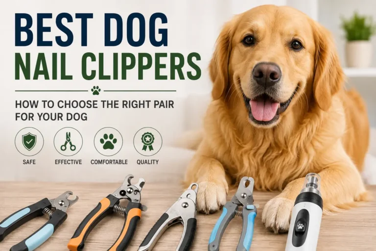 Best dog nail clippers beside a golden retriever
