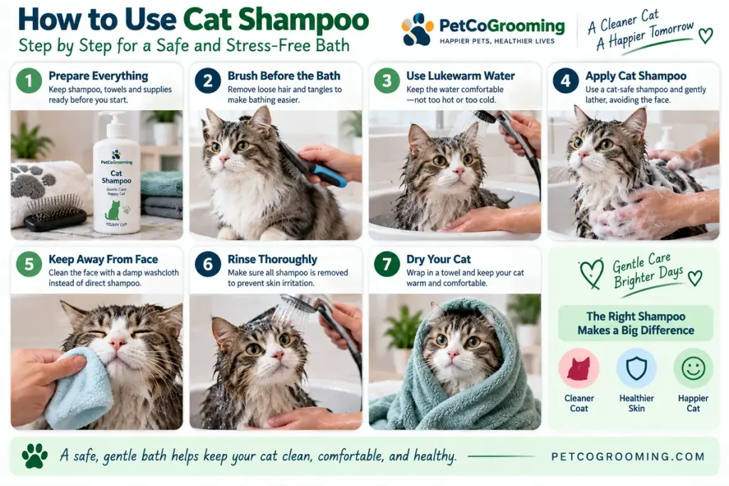 Step-by-step guide to safely bathing a cat with shampoo